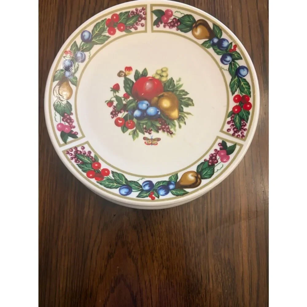 Eden Tabletops Unlimited vintage set of six small Fruit Motif salad/deser Plates